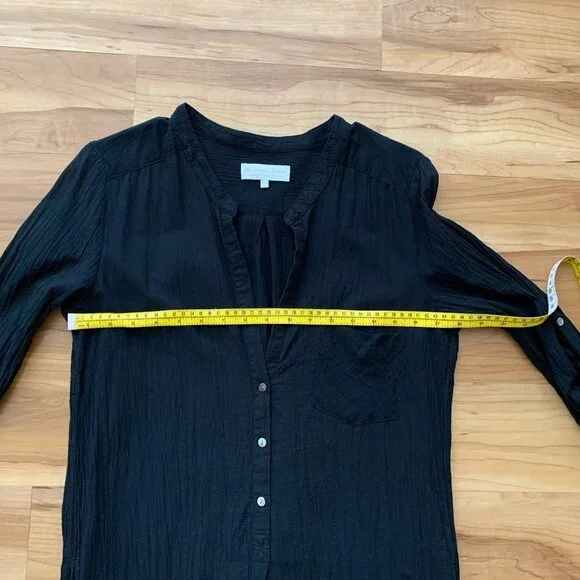 Everyday Ritual Black Tracey Cotton Gauze Kaftan Roll Tab Coverup Size Small